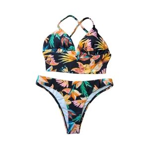 Tropical Floral Crossback Cami & Highcut Highrise Bottoms Size Small NWOT